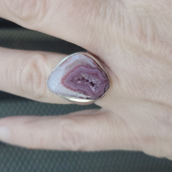 New Men's Solar Quartz Agate 925 Silver Ring. - Picture 3 of 16